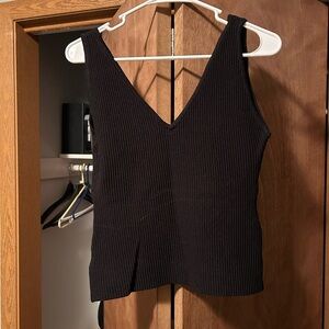 Wishlist Black Ribbed V-Neck Tank Top